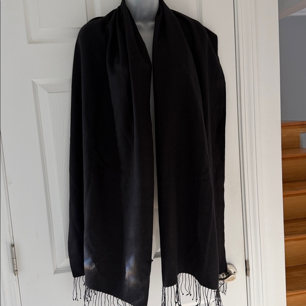 Kenneth Cole Classic Black Scarf Shawl Stole Wrap Cashmere 45% Silk 55% VTG